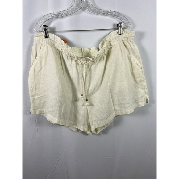 Hang Ten Women’s Cream Drawstring Shirts Beaded Tassels 4” Inseam Sz XXL - Picture 1 of 14